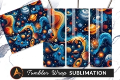 Colorful Planets And Stars Seamless Pattern Space Tumbler Product Image 1