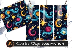 Colorful Space Planets Stars Galaxy Tumbler Png Product Image 1