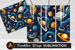 Colorful Space Planets And Nebula Seamless Pattern Product Image 1