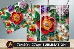Quilled Paper Flowers And Leaves Tumbler Png Product Image 1