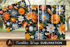 Quilled Paper Flowers Creative Tumbler Png Design Product Image 1