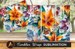 Colorful Paper Quilled Floral Arrangement Tumbler Png Product Image 1