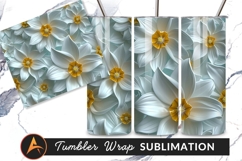 Elegant White Daffodil Flower Pattern Tumbler Png Product Image 1