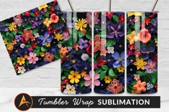 Colorful Paper Flowers And Leaves Pattern Tumbler Png Product Image 1