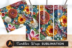 Colorful Paper Quilled Flowers Art Background Product Image 1