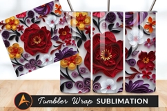 Colorful Quilled Flowers On White Background Tumbler Png Product Image 1