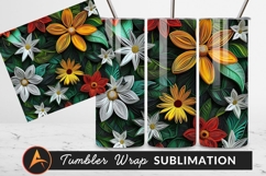 Colorful Flower Illustration Tumbler Png Ready Design Product Image 1