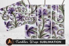 Quilled Purple Flowers Tumbler Png Background Product Image 1