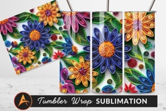 Colorful Quilled Paper Flowers And Leaves Tumbler Png Product Image 1