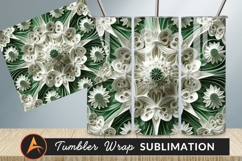 Abstract Floral White Green Pattern Texture Tumbler Png Product Image 1