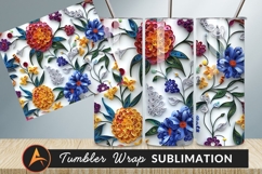 Floral Quilling Paper Art Design Seamless Pattern Product Image 1
