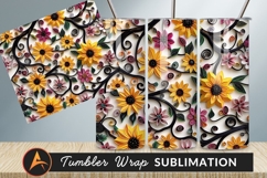 Quilled Flowers Art Illustration Tumbler Png Product Image 1