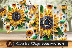 Quilling Sunflower And Flowers Tumbler Png Design Product Image 1