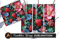 Paper Quilling Art Strawberry Flowers Tumbler Png Product Image 1