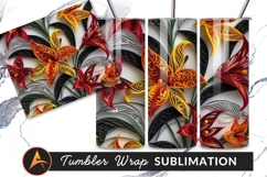 Quilled Paper Flowers Elegant Tumbler Png Design Product Image 1