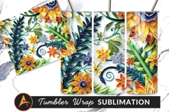 Quilled Paper Flowers And Leaves Tumbler Png Product Image 1