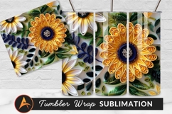 Quilled Paper Art Floral Design With Leaves Tumbler Product Image 1