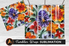 Paper Quilled Flowers Artwork For Tumbler Png Product Image 1