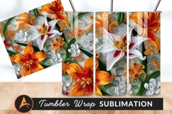 Quilled Paper Flowers Modern Floral Art Tumbler Png Product Image 1
