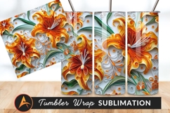 Floral Quilling Paper Art Flowers Tumbler Png Product Image 1