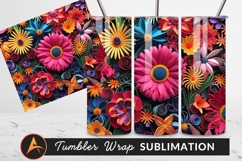 Colorful Paper Quilling Flower Art Tumbler Png Product Image 1