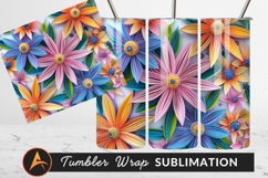 Paper Flowers Colorful Background Tumbler Png Design Product Image 1