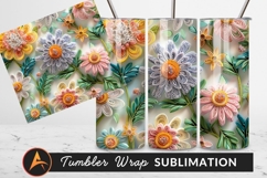 Quilled Flowers And Leaves Tumbler Png Background Product Image 1