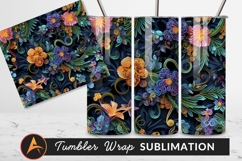 Colorful Quilled Flowers On Dark Background Tumbler Png Product Image 1