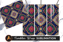 Colorful Floral Embroidery Style Repeat Pattern Tumbler Product Image 1
