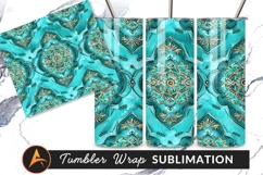 Turquoise Damask Pattern Tumbler Png Design Product Image 1