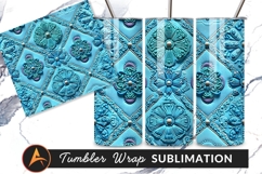 Blue Embossed Floral Ornament Seamless Background Tumbler Product Image 1