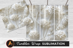 White Floral Papercut Background Design For Tumbler Png Product Image 1