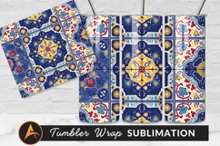 Colorful Floral Tiles Mediterranean Style Tumbler Png Product Image 1