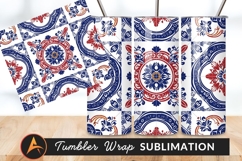 Classic Tile Design Red Blue Tumbler Png Product Image 1