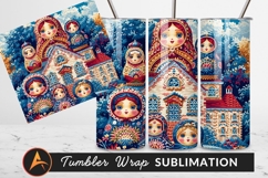 Russian Dolls And Building Vintage Illustration Product Image 1