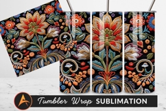 Ornate Floral Embroidery Design Tumbler Png Product Image 1