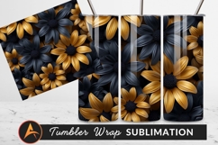 Gold And Black Flowers Tumbler Png Product Image 1
