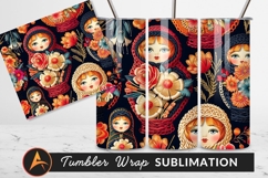 Floral Matryoshka Doll Seamless Dark Pattern Tumbler Png Product Image 1