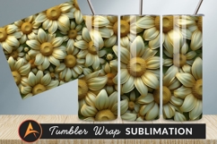 Cream Color Flowers Background Tumbler Png Product Image 1