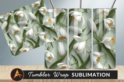 White Narcissus Flower Repeating Pattern Tumbler Png Product Image 1