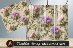 Embossed Thistle Flower Pattern Tumbler Png Template Product Image 1