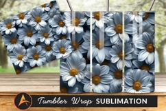 White Daisy Flower Seamless Pattern Tumbler Png Product Image 1