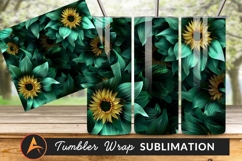 Emerald Leaves And Golden Sunflowers Background Product Image 1