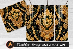 Golden Floral Ornament Tumbler Png Backdrop Product Image 1