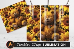 Teddy Bear Surrounded By Sunflowers Tumbler Png Product Image 1