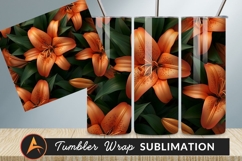 Seamless Pattern With Orange Lily Flowers Tumbler Png Product Image 1