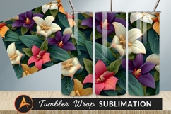 Vibrant Exotic Flowers And Leaves Pattern Tumbler Png Product Image 1