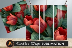 Red Tulips And Green Leaves Seamless Pattern Tumbler Product Image 1