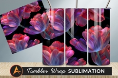 Red And Purple Tulip Flowers On Black Tumbler Product Image 1