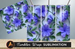 Blue Floral Pattern Tumbler Png Design Product Image 1